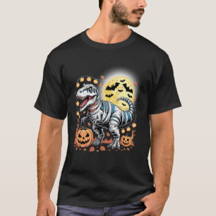 Camiseta T Rex Halloween Assustador Fantasma Esqueleto Mont
