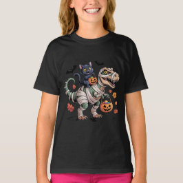 Camiseta T-Rex Halloween de Gato Preto e Mamã