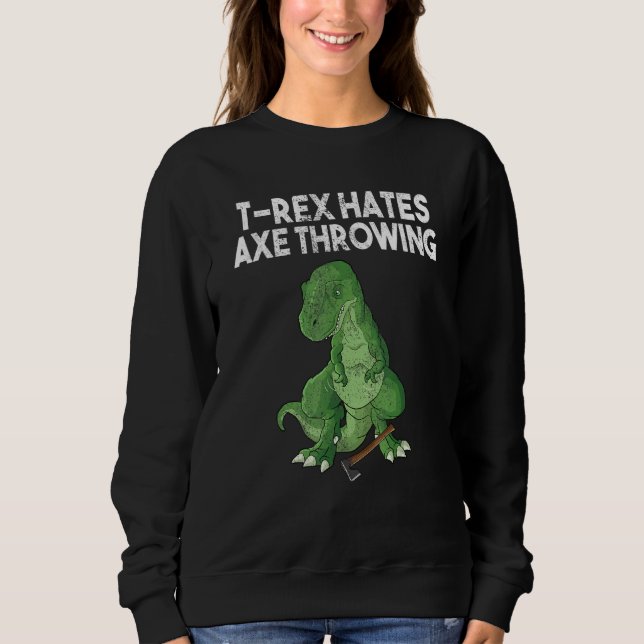 Camiseta T-Rex hates axe throwing dinosaur joke sarcasm hat (Frente)