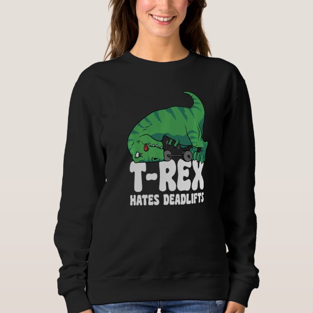Camiseta T Rex Hates Deadlifts Gym Short Arms Dino  TRex (Frente)