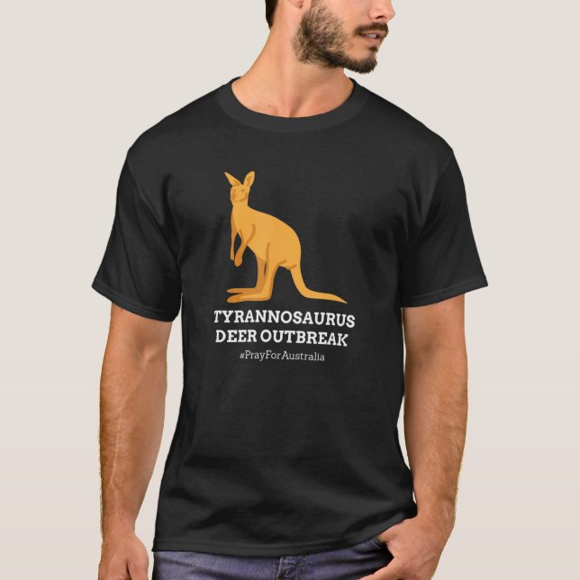Camiseta T Rex Kangaroo Tyrannosaurus Deer Austrália Humor (Frente)