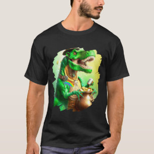 Camiseta T Rex Leprechaun Dia de São Patrício Tyrannosaurus