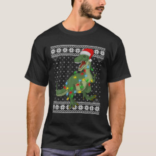 Camiseta T Rex Luz Xmas Papais noeis De Sweater Feios T Rex