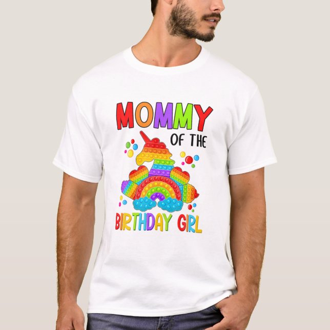 Camiseta T Rex Momy Of The Birthday Girl Pop It Dinosaur Fi (Frente)