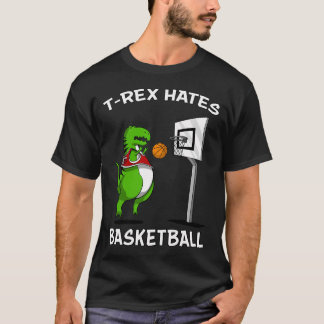Camiseta T-Rex Odeia Basquete Braços Curtos Dinossauro Engr