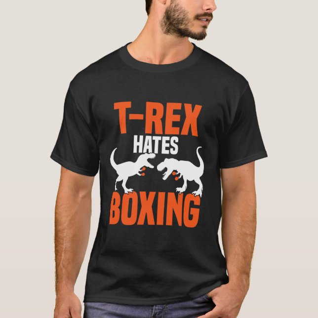 Camiseta T-rex Odeia Boxe - Sparring de Boxe Kick Boxing D (Frente)
