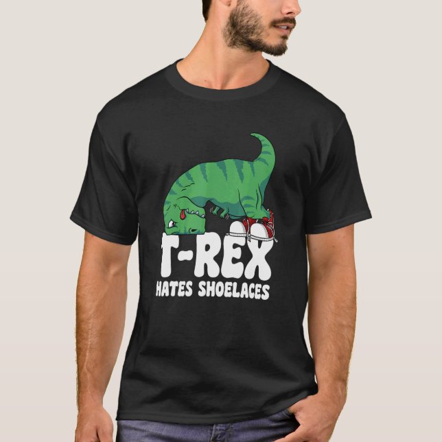 Camiseta T Rex Odeia Caldeiras Armas Curtas Dino TRex 1 (Frente)