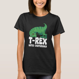 Camiseta T Rex Odeia Chaturanga Yoga Armas Curtas Dino TRex