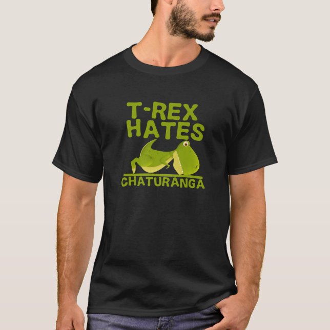 Camiseta T-rex odeia Chaturanga - Yoga Mens Shirts - Yoga G (Frente)