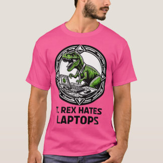 Camiseta T Rex Odeia Computadores Laptop