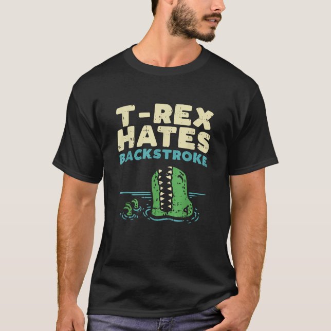 Camiseta T Rex odeia derrame funerário Nadação dinossauro (Frente)
