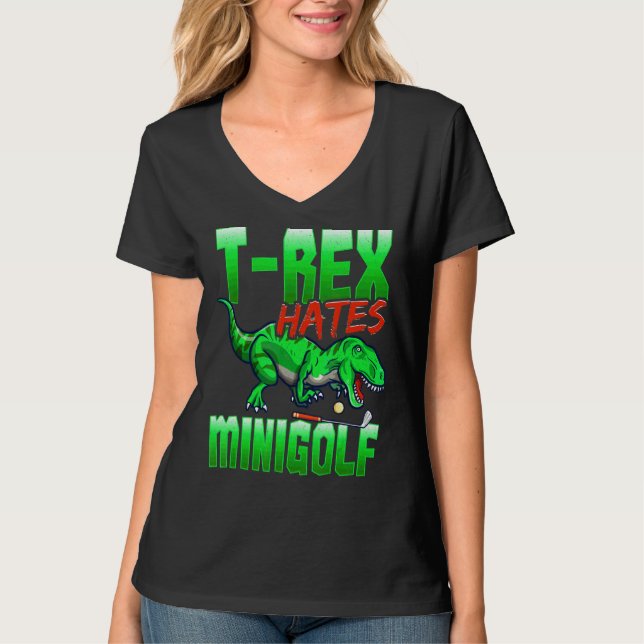 Camiseta T Rex Odeia Minigolf Mini Golf (Frente)