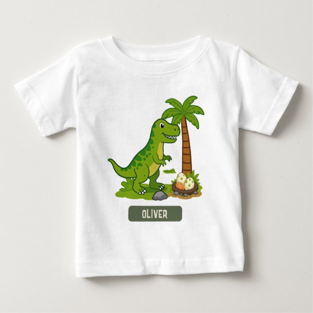 Camiseta T-Rex Personalizado Dinossauro Fofo  (Frente)