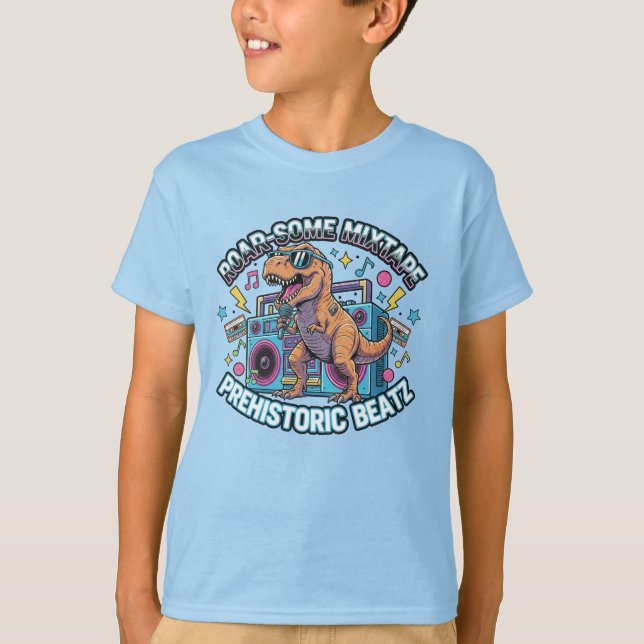 Camiseta T-Rex Pré-Histórico Mixtape das Crianças  (Frente)