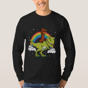 Camiseta T Rex Riding Dachshund Dog  Amp Present