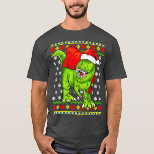 Camiseta T Rex Santa Claus Ugly Christmas Sweater