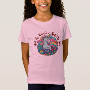 Camiseta T-Rex sem rosto no Rainbow Unicorn" - Negrito e ép