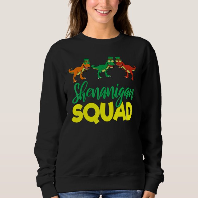 Camiseta T Rex Shenanigan Squad Funny Lucky St Patricks Day (Frente)
