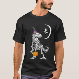 Camiseta T-Rex Skeleton Pumpkin Bruxo de Lua