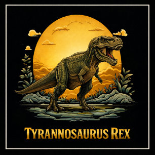 Camiseta T-Rex Sob a Lua Pré-Histórica