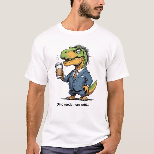 Camiseta T-Rex Super Trabalhado com Café (Frente)
