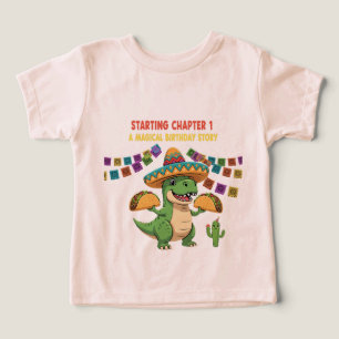 Camiseta T-Rex Taco Fiesta 1º Aniversário Iniciando o Cap