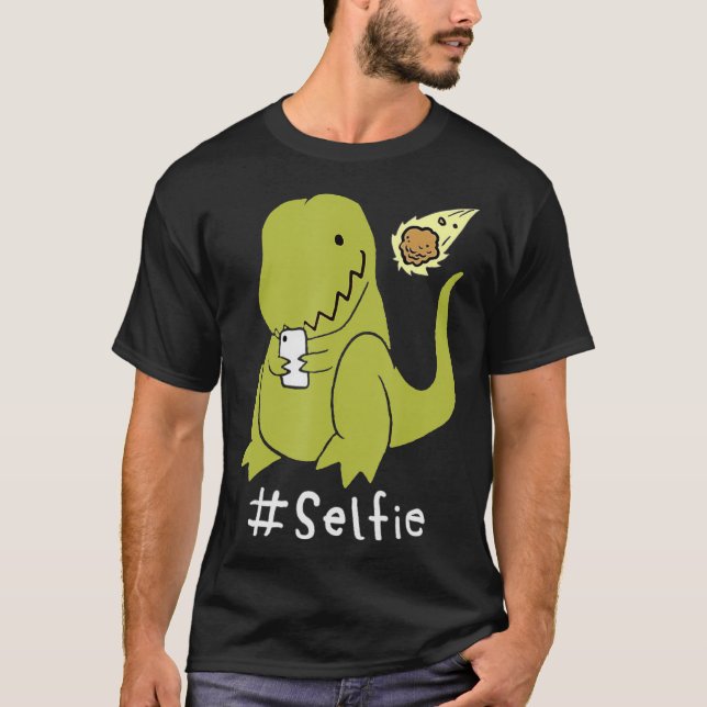 Camiseta T-Rex Taking Selfie Dinosaur Dino Cool Cute (Frente)