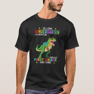 Camiseta T Rex Tão Longo Jardim de Infância Aqui Eu Vim Gra