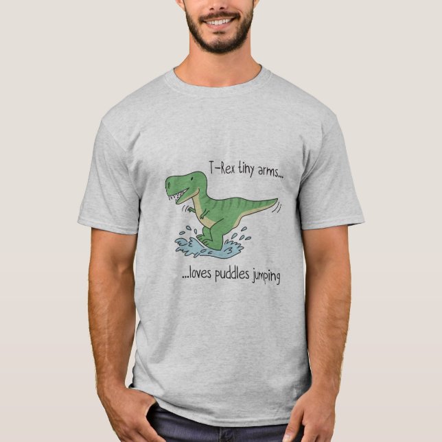 Camiseta T-Rex tiny arms loves puddles jumping (Frente)