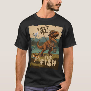 Camiseta T-rex tirannosaura dinossauro pesca com isca artif