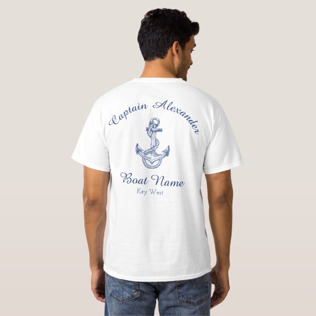 Camiseta T-S Marinho, Monograma Costeiro, Anchor Azul Náuti (Parte Traseira Completa)