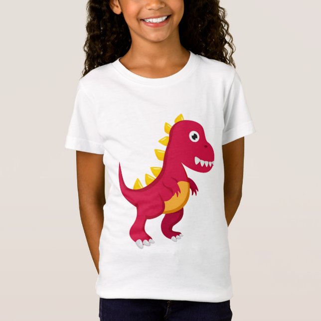 Camiseta T - shirt Básico Rapariga Dinossauro (Frente)