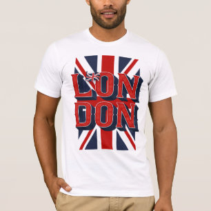 Camiseta T-shirt/branco da bandeira da Londres dos homens