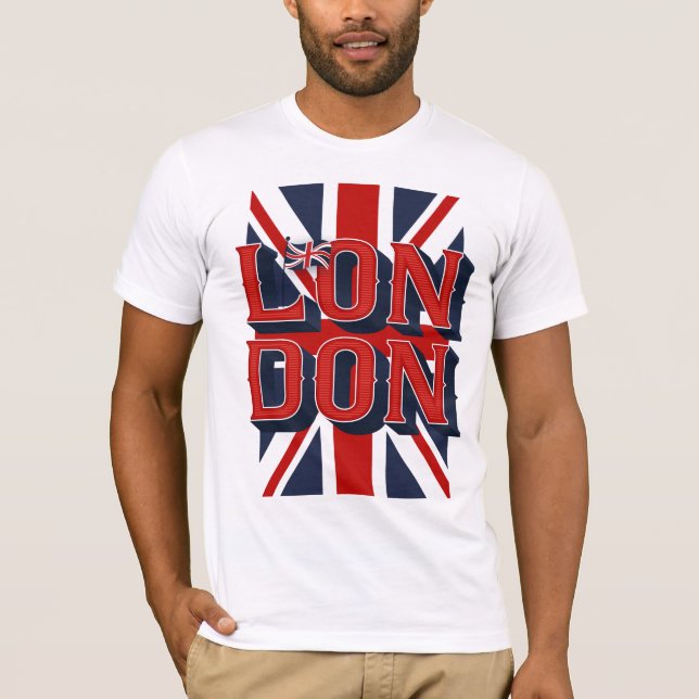 Camiseta T-shirt/branco da bandeira da Londres dos homens (Frente)