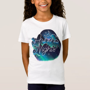 Camiseta T-shirt/branco das noites II da Aurora da menina