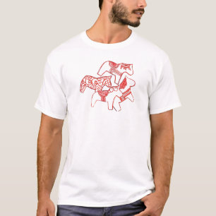 Camiseta T-Shirt, cavalos vermelhos e brancos