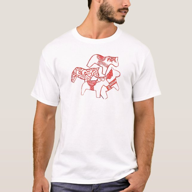 Camiseta T-Shirt, cavalos vermelhos e brancos (Frente)