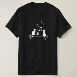 Camiseta T Shirt Chat Noir Note Musique partition humour