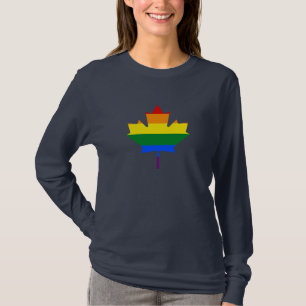 Camiseta T-Shirt com folha de bordo arco-íris orgu