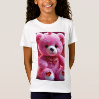 "T-Shirt Cute de Urso Rosa para Todas as Idades"