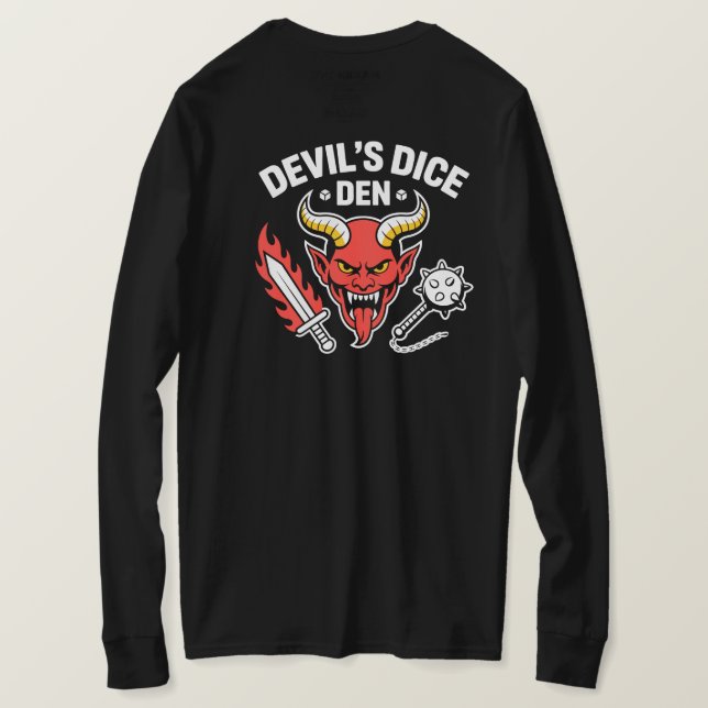 Camiseta T‑Shirt de Jogo de RPG Devil’s Dice Den – (Verso do Design)