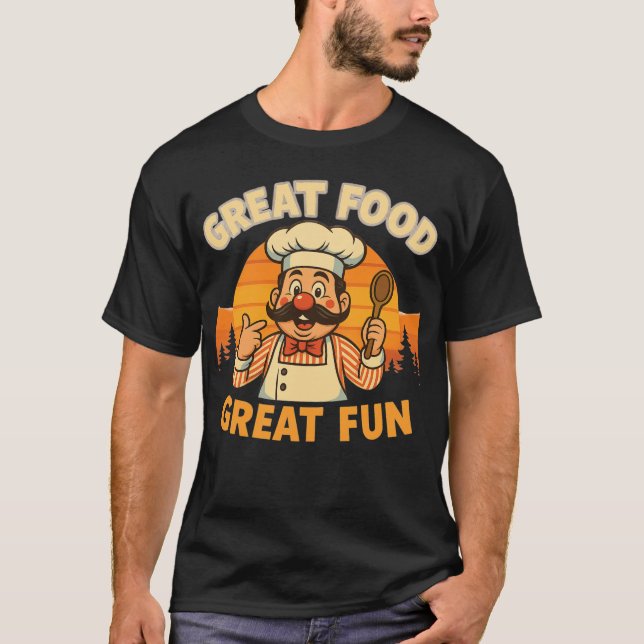 Camiseta T-Shirt Engraçado Retro Chef - Diversão d (Frente)