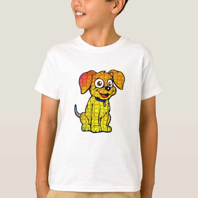 Camiseta (T-shirt) Infantil Quebra-Cabeça Cachorro (Frente)