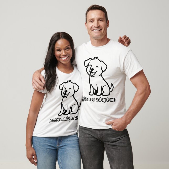 Camiseta T-Shirt. Please Adopt Me – Smiling Puppy Appeal (Unissex)
