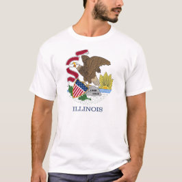 Camiseta T Shirt with Flag of Illinois State USA