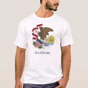Camiseta T Shirt with Flag of Illinois State USA