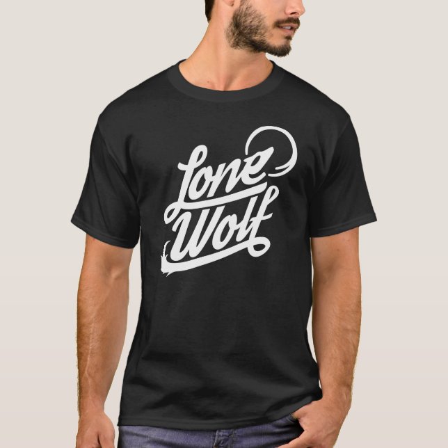 Camiseta T tipográfico do lobo solitário (Frente)