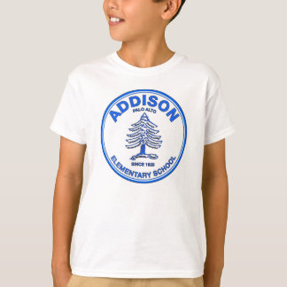 Camiseta T unisex da juventude, logotipo azul