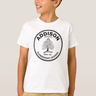 Camiseta T unisex da juventude, logotipo preto