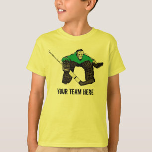 Camiseta T verde customizável dos meninos do goalie do